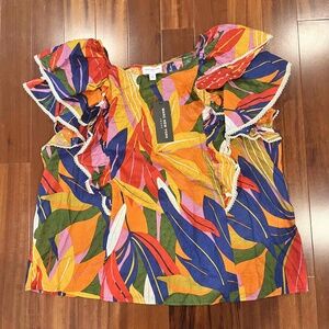New NWT Marc New York Colorful Floral Blouse Rio Vibes Ruffle Sleeves Size 3X
